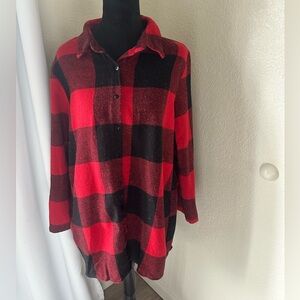 Red and Black Plaid Button-Up Shirt
